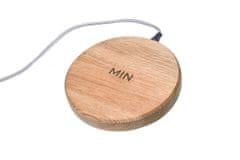 Bezdrátová nabíječka MIN PAD - Dubové dřevo a stříbrný kabel