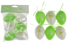 ATAN Vajíčka plastová zelená a bílá, sada 6 kusů VEL5049-GRN