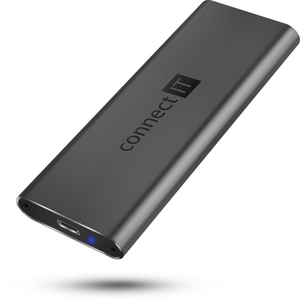 Connect IT AluSafe externí box pro SSD disky M.2 NVMe, 10 Gbps, USB-C CEE-7050-AN, antracitový - použité