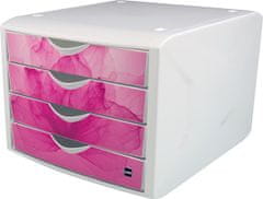 Helit Zásuvkový box "Chameleon", růžová, plastový, 4 zásuvky