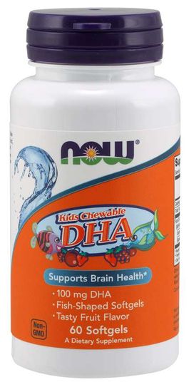 NOW Foods DHA Kids Chewable (Omega-3), 100 mg, 60 žvýkacích kapslí