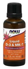 NOW Foods Tekutý vitamin D3 & K2 MK-7, 500 IU 20 ug v 1 kapce, 30 ml