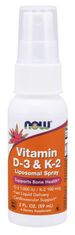 NOW Foods Liposomal Vitamin D3 & K2 (1000 IU/100 mcg), 79 dávek, lipozomální vitamín a ve spreji, 59 ml