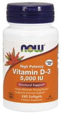 NOW Foods Vitamin D3, 5000 IU, 240 softgel kapslí