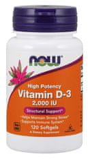 NOW Foods Vitamin D3, 2000 IU, 120 softgel kapslí