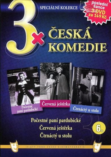 3x Česká komedie 6: Počestné paní pardubické, Červená ještěrka, Čtrnáctý u stolu /papírové pošetky/