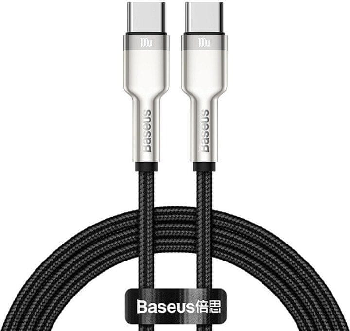 Levně BASEUS Cafule Series nabíjecí / datový kabel USB-C samec na USB-C samec s kovovými koncovkami 100W 1 m CATJK-C01, černá