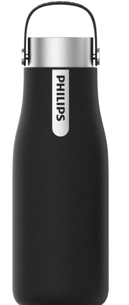 Levně Philips Samočistící lahev GoZero UV AWP2788BK, 590 ml, UV sterilizace, thermo, nerezová ocel, černá