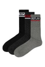 Replay Ponožky Tennis 2 Leg Logo 3Prs Card Wrap - Dark G.M./Black/G.Me 35-38