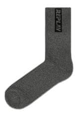 Replay Ponožky Tennis Half Terry Leg Stripe&Logo 2Prs Banderole - D Grey Mel/D Grey Me 35-38