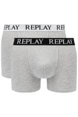 Replay Boxerky Boxer Style 01/C Basic Cuff Logo 2Pcs Box - Medium Grey Mel/White S