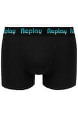 Replay Boxerky Boxer Style 5 Jacquard Logo 2Pcs Box - Black/D Gmel/Azure S