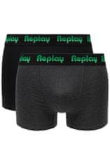 Replay Boxerky Boxer Style 5 Jacquard Logo 2Pcs Box - Black/D G Mel/Gre S