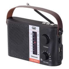 Trevi Rádio , RA 7F25 BK, přenosné, Bluetooth, solární panel, USB, FM, AM, SW, lithium baterie, barva černá