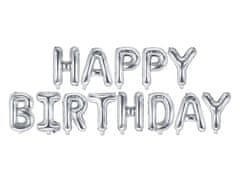 Fóliový nápis balónky narozeniny - HAPPY BIRTHDAY - stříbrný - silver - 340 cm