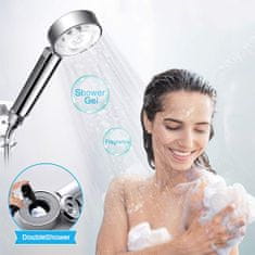 Netscroll Oboustranná sprchová hlavice s vestavěným dávkovačem mýdla, dva různé proudy vody, DoubleShower