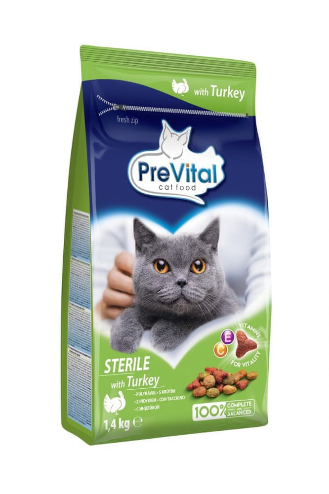 Levně PreVital granule kočka Sterile krůta 4x1,4 kg