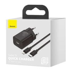BASEUS Super Si Quick nabíječka 1C 20W PD + USB-C / Lightning kabel, černá