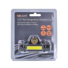 Solight Solight LED čelová nabíjecí svítilna, 3W plus COB,150 plus 60lm, Li-ion, USB WN32