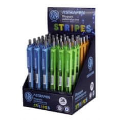 Astra STRIPES, Kuličkové pero 0,7mm, modré, stojan, mix barev, 201121003