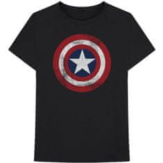 Tričko Captain America - Distressed Shield unisex černé