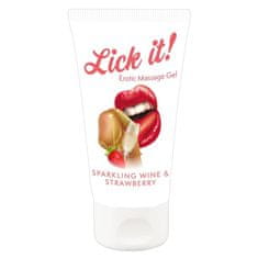Lick-it Lick it! Lubrikační a masážní gel Jahoda a šumivé víno 50 ml