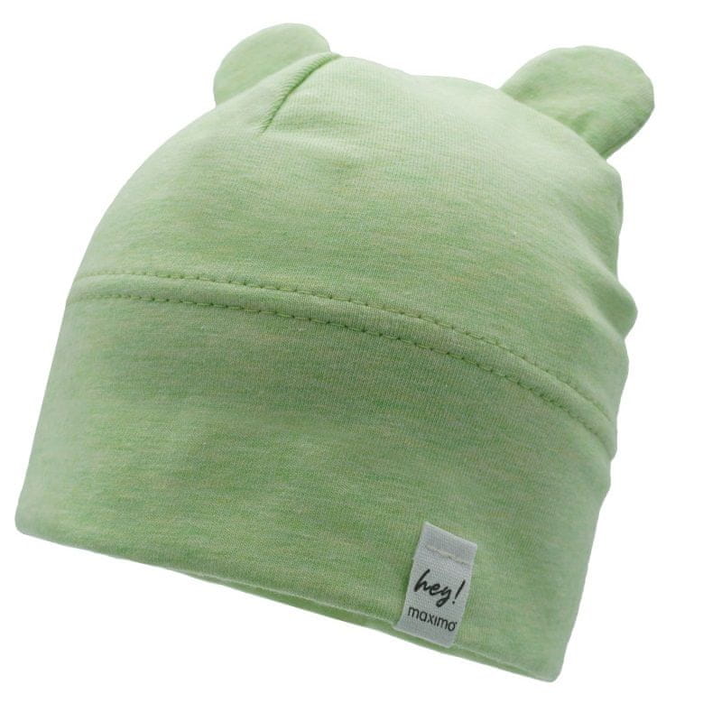 Maximo dětská čepička s oušky z organické bavlny 39 zelená