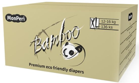 MonPeri Bamboo Mega Pack XL, 12-16 kg (136 ks)