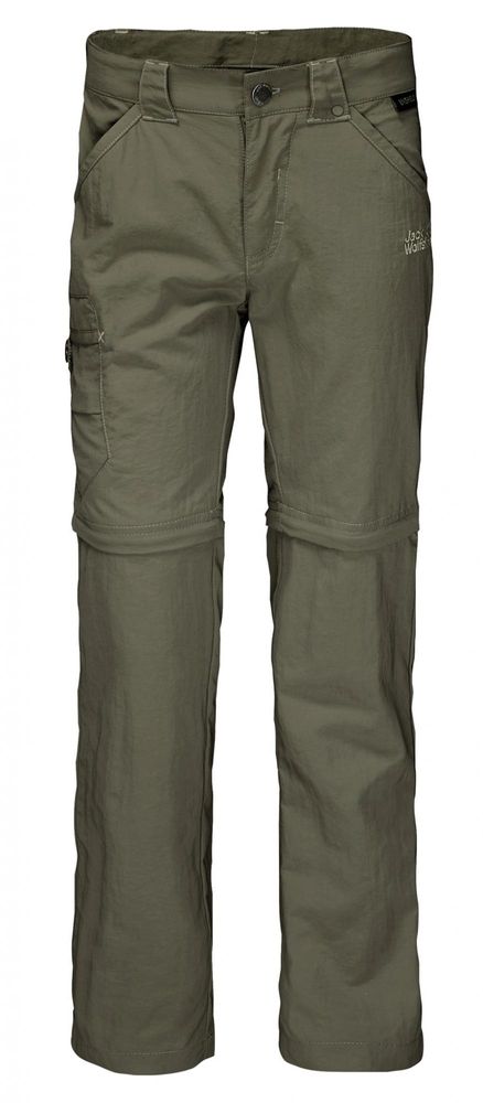 Jack Wolfskin dětské kalhoty s nohavicemi na zip Safari Zip Off Pants Kids 1605871_1 92 khaki