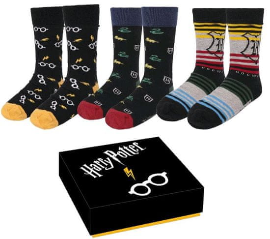 CurePink Pánské ponožky Harry Potter: Set 3 kusů (velikost EU 40-46)