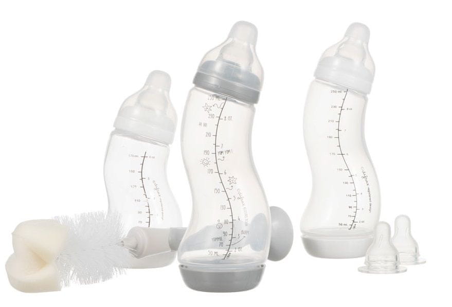 Levně Difrax Startovací sada kojeneckých lahviček s kartáčem