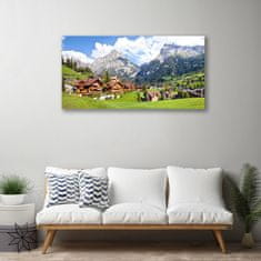 Obraz na plátně Domy Hora Krajina 125x50 cm