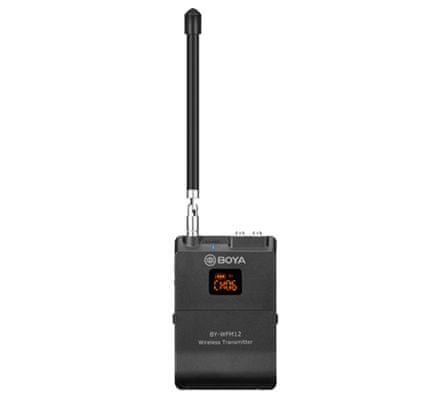audio prijímač a vysielač aj mikrofón boya by-wfm12 vhodný do terénu dosah 40 m prijímač s umiestnením na kameru vysielač odpojiteľné antény skvelé pre reportérov youtuberov moderátorov omnidirekcionálny polárny vzor pri mikrofóne vysielač použiteľný s 2 mikrofónmi naraz