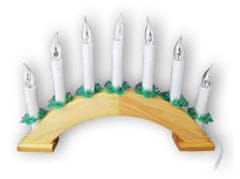 M.A.T. Group svícen vánoční el. 7 svíček PLAMEN,oblouk,dřev.přírodní,do zásuvky