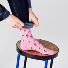 Růžové ponožky Happy Socks s tanečnicemi, vzor Hula - M-L (41-46)