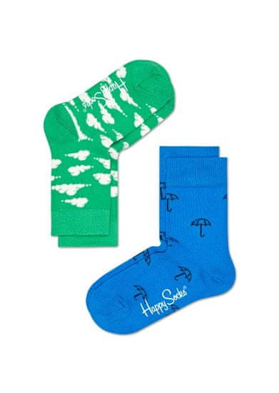 Happy Socks Dětské barevné ponožky Happy Socks, dva páry – Umbrella a Clouds - 0-12M