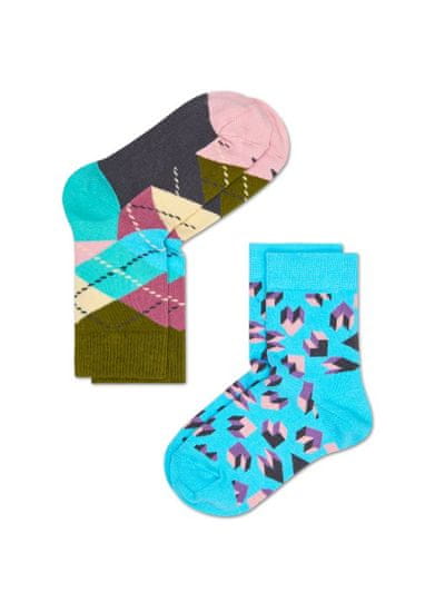 Happy Socks Dětské barevné ponožky Happy Socks, dva páry – Steps a Argyle - 0-12M