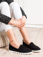 Amiatex Stylové černé dámské tenisky bez podpatku + Ponožky Gatta Calzino Strech, černé, 36