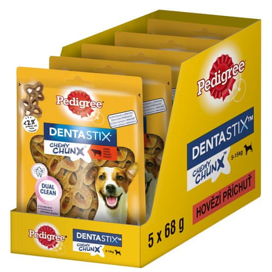 Pedigree  DentaStix Chewy Chunx žvýkací dentální pamlsky pro dospělé psy malých plemen 5x68 g