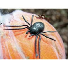 Europalms Halloween dýně v pavoučí síti s LED lebkou, 25 cm