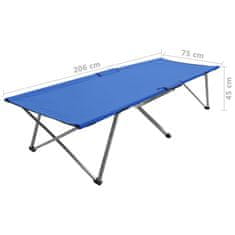 Greatstore Kempingová postel 206 x 75 x 45 cm XXL modrá