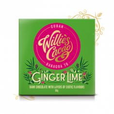 Willies Cacao Čokoláda Ginger Lime hořká se zázvorem a limetkou 70%, 50g