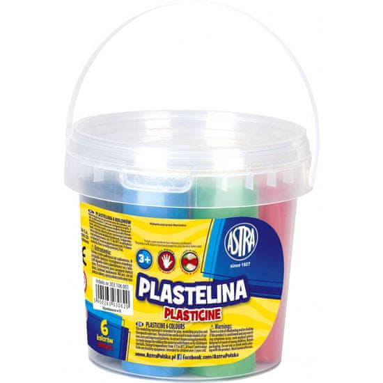 Astra Plastelína v kyblíku 6 barev 480g, 303106001
