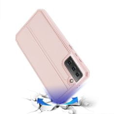 Dux Ducis Skin X knížkové kožené pouzdro na Samsung Galaxy S21 5G, růžové