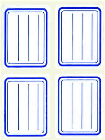 Apli Samolepicí štítek na sešit, s modrým okrajem, 38 x 50 mm, linkovaný, 20 ks, 10195
