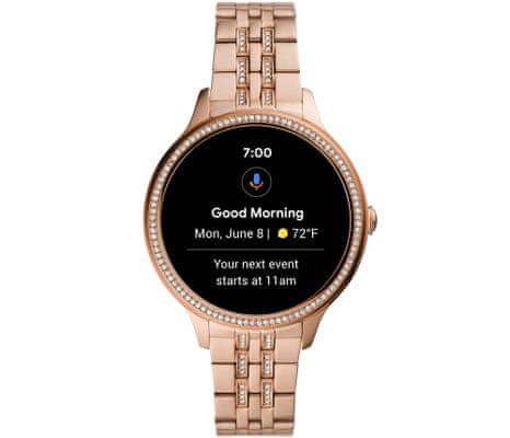 Chytré hodinky Fossil FTW6073 Gen 5E SmartWatch digitálne zobrazenie času certifikácia vodeodolnosť 3 ATM notifikácia z telefónu zdvíhanie hovorov meranie tepu krokomer sledovanie fyzickej aktivity Android iOS dlhá výdrž batérie smartwatch Wear OS Google Fit AMOLED displej Gorilla Glass monitoring spánku prehľad športových aktivít nastaviteľný vzhľad ciferníku GPS Wifi Bluetooth