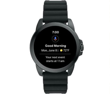 Chytré hodinky Fossil FTW4047 Gen 5E Smartwatch digitální zobrazení času certifikace voděodolnost 3 ATM notifikace z telefonu zvedání hovorů měření tepu krokoměr sledování fyzické aktivity Android iOS dlouhá výdrž baterie smartwatch Wear OS Google Fit AMOLED displej Gorilla Glass monitoring spánku přehled sportovních aktivit nastavitelný vzhled ciferníku GPS Wifi Bluetooth