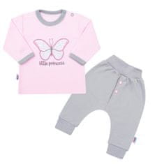 NEW BABY 2 - dílná kojenecká bavlněná soupravička Little Princess růžovo-šedá, 80 (9-12m)