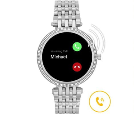 Inteligentné hodinky Michael Kors MKT5126 Darci Gen 5E Smartwatch digitálne zobrazenie času certifikácia vodoodolnosť 5 ATM notifikácia z telefónu zdvíhanie hovorov meranie tepu krokomer sledovanie fyzickej aktivity Android iOS dlhá výdrž batérie smartwatch Wear OS Google Fit AMOLED displej Gorilla Glass monitoring spánku prehľad športových aktivít nastaviteľný vzhľad ciferníka GPS Wifi Bluetooth akcelerometer gyroskop