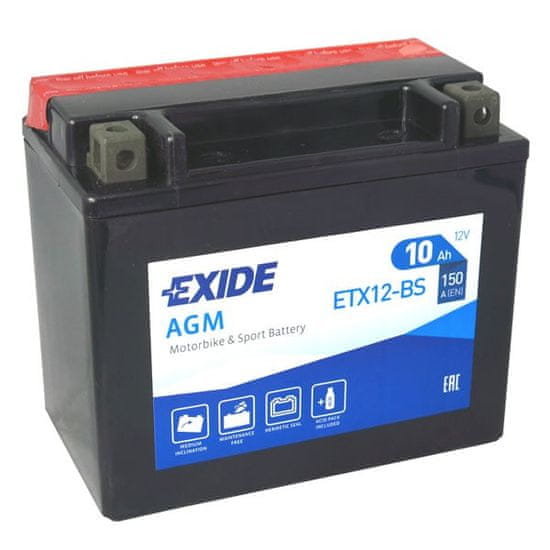 Exide | Motobaterie EXIDE ETX12-BS 12V 10Ah 150A